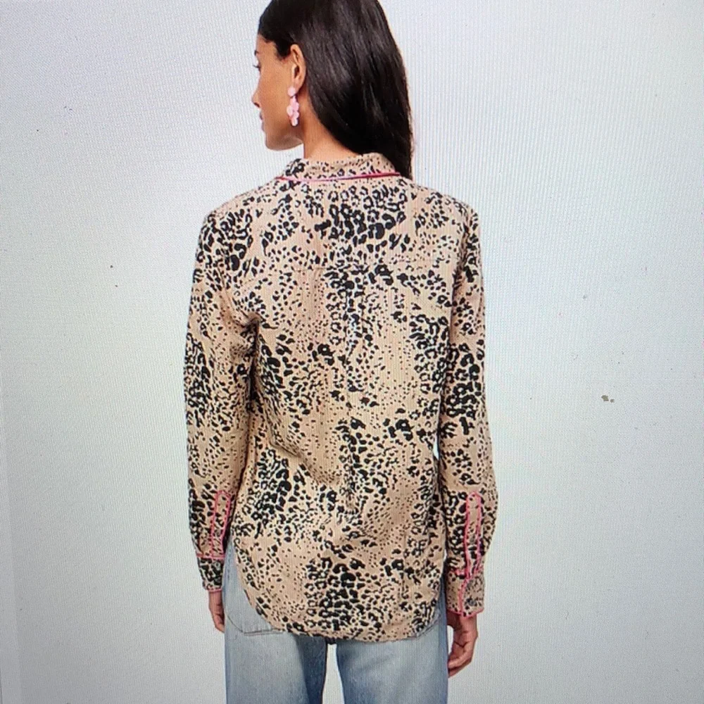 J.Crew leopard print button up shirt pink XS - Picture 4 of 4